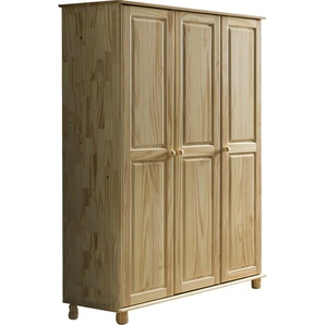 Kleiderschrank HOME AFFAIRE Chur Schränke Gr. B/H/T: 120 cm x 178 cm x 52 cm, 3 Türen, 3 St., beige (natur) Drehtürenschrank Kleiderschrank Gefertigt aus massivem Kieferholz