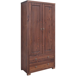 Kleiderschrank HOME AFFAIRE Gotland Schränke braun (dunkelbraun) Breite 80 cm, Höhe 178 aus massiver Kiefer, FSC