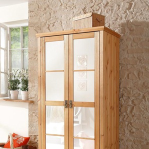 Kleiderschrank HOME AFFAIRE Madrid Schränke Gr. B/H/T: 90 cm x 190 cm x 59 cm, 2 St., beige (gelaugt, geölt) aus massiver Kiefer, in 3 Breiten mit Spiegeltüren