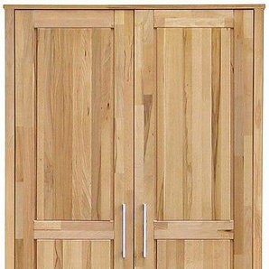 Kleiderschrank HOME AFFAIRE Modesty I Schränke Gr. B/H/T: 107 cm x 202 cm x 61 cm, ohne Spiegel, 2 St., Basisausführung, beige (naturfarben) Drehtürenschrank Kleiderschrank Schränke aus massivem Kernbuchenholt, in unterschiedlichen Breiten