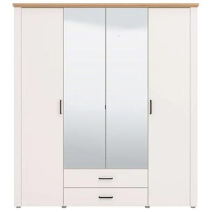 Kleiderschrank HOME AFFAIRE Valencia Schränke Gr. B/H/T: 190 cm x 210 cm x 58 cm, mit Spiegel, 4 St., Komplettausführung, weiß (weiß matt) inkl. komplette Innenaufteilung