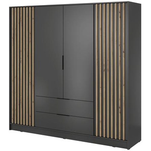 Kleiderschrank John 2D mit Spiegiel Artisan + schwarz