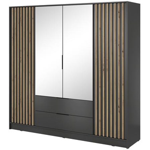 Kleiderschrank John 2D mit Spiegiel Artisan + schwarz