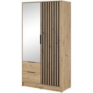 Kleiderschrank John 2D ohne Spiegiel Graphit + Artisan