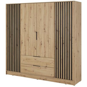 Kleiderschrank John 2D ohne Spiegiel Graphit + Artisan