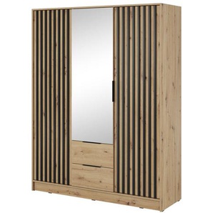 Kleiderschrank John 3D ohne Spiegiel Grau + Artisan