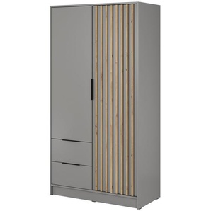 Kleiderschrank John 4D mit Spiegiel Grau + Artisan