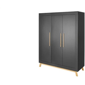 Kleiderschrank  Miami Black ¦ schwarz ¦ Maße (cm): B: 154 H: 194 T: 53