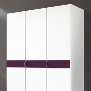 Kleiderschrank PRIESS Madrid Schränke Gr. B/H/T: 140cm x 193cm x 54cm, 3 St., weiß (weiß/brombeerglas) mit farbiger Glasauflage