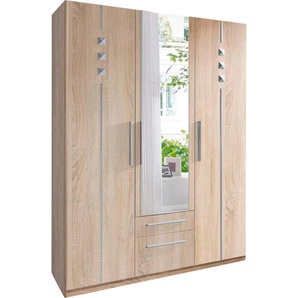 Kleiderschrank PRIESS Schränke Gr. B/H/T: 140cm x 193cm x 54cm, 3 St., braun (struktureichefarben hell) 1-bis 5-türig, mit silberfarbigen Applikationen