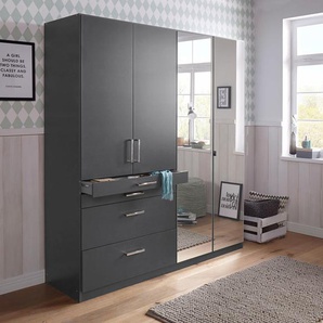 Kleiderschrank RAUCH Harburg Bestseller im Schlafzimmer Schränke Gr. B/H/T: 181cm x 197cm x 54cm, 4 St., grau (graumetallic) Schlafzimmerschrank Schrank Garderobe mit Spiegel