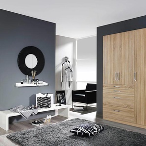 Kleiderschrank RAUCH Harburg Drehtürenschrank Schlafzimmerschrank mit viel Stauraum Schränke Gr. B/H/T: 136cm x 197cm x 54cm, 3 St., braun (struktureichefarben hell) Bestseller Schrank Garderobe im Schlafzimmer