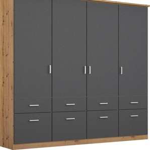 Kleiderschrank RAUCH Kleiderschrank Schrank Garderobe deckenhoher BREMEN Schränke Gr. B/H/T: 181cm x 199cm x 58cm, ohne Spiegel, 4 St., grau (grau/eiche artisan) in vielen Farben und Ausführungen MADE IN GERMANY