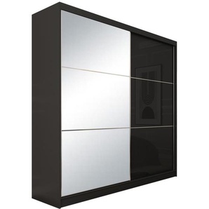 Kleiderschrank Schiebetürenschrank mit Lacobelglas VIVA 120 cm schwarz