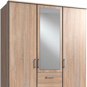 Kleiderschrank WIMEX Click Schränke Gr. B/H/T: 135 cm x 199 cm x 58 cm, 3 St., braun (struktureichefarben hell) Drehtürenschrank Kleiderschrank Schränke mit Spiegel