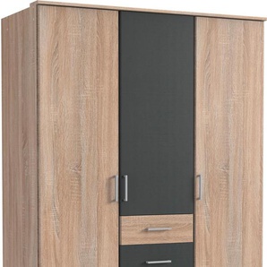 Kleiderschrank WIMEX Click Schränke Gr. B/H/T: 135 cm x 199 cm x 58 cm, 3 St., grau (struktureichefarben hell, graphitfarben) Drehtürenschrank Kleiderschrank Schränke ohne Spiegel