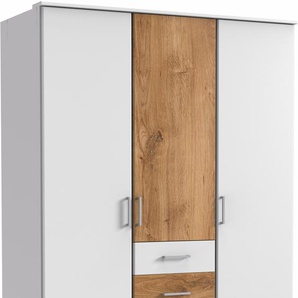 Kleiderschrank WIMEX Click Schränke Gr. B/H/T: 135 cm x 199 cm x 58 cm, 3 St., weiß (weiß, plankeneichefarben) Drehtürenschrank Kleiderschrank Schränke ohne Spiegel