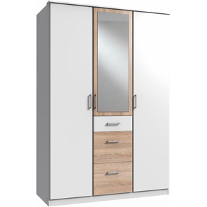 Kleiderschrank WIMEX Click Schränke Gr. B/H/T: 135 cm x 199 cm x 58 cm, 3 St., weiß (weiß, struktureichefarben hell) Drehtürenschrank Kleiderschrank Schränke mit Spiegel