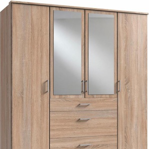 Kleiderschrank WIMEX Click Schränke Gr. B/H/T: 180 cm x 199 cm x 58 cm, 4 St., braun (struktureichefarben hell) Drehtürenschrank Kleiderschrank Schränke mit Spiegel