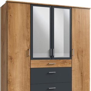 Kleiderschrank WIMEX Click Schränke Gr. B/H/T: 180 cm x 199 cm x 58 cm, 4 St., grau (plankeneichefarben, graphit) Drehtürenschrank Kleiderschrank Schränke mit Spiegel