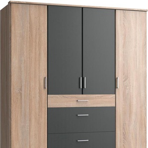 Kleiderschrank WIMEX Click Schränke Gr. B/H/T: 180 cm x 199 cm x 58 cm, 4 St., grau (struktureichefarben hell, graphitfarben) Drehtürenschrank Kleiderschrank Schränke ohne Spiegel