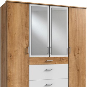 Kleiderschrank WIMEX Click Schränke Gr. B/H/T: 180 cm x 199 cm x 58 cm, 4 St., weiß (plankeneichefarben, weiß) Drehtürenschrank Kleiderschrank Schränke mit Spiegel