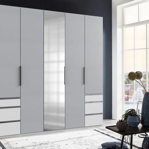 Kleiderschrank WIMEX Level by fresh to go Schränke Gr. B/H/T: 250cm x 236cm x 58cm, 5 St., weiß (weiß/light grey) mit Spiegeltüren und Schubladen