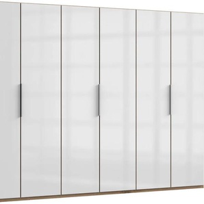 Kleiderschrank WIMEX Level by fresh to go Schränke Gr. B/H/T: 300cm x 216cm x 58cm, 6 St., braun (plankeneichefarben/weißglas) Drehtürenschrank Kleiderschrank Schränke Türen vollflächig mit farbigem Glas