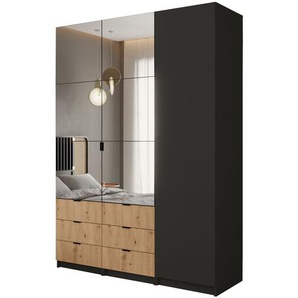 Kleiderschrank XANO 150 Schwarz + Spiegel