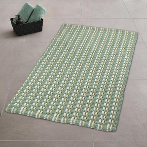 Kleine Wolke Badematte Loop, Höhe 12 mm, beidseitig nutzbar, fußbodenheizungsgeeignet, schnell trocknend, Baumwolle, Polyester, rechteckig, Badteppich, weiche Chenillequalität, gestreift, handgewebt