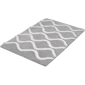 Kleine Wolke Badematte Piana, Höhe 23 mm, rutschhemmend beschichtet, fußbodenheizungsgeeignet, Polyester, rechteckig, Badteppich, modernes Wellen 3D-Design