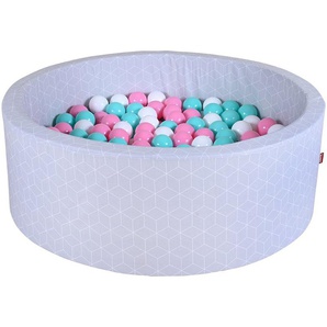 Knorrtoys® Bällebad Soft, Cube Grey, mit 300 Bällen rose/creme/lightBlue, Made in Germany