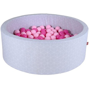 Knorrtoys® Bällebad Soft, Cube Grey, mit 300 Bällen soft pink, Made in Europe