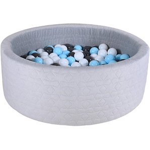 Knorrtoys® Bällebad Soft, Geo Grey, mit 300 Bälle creme/Grey/lightBlue, Made in Europe