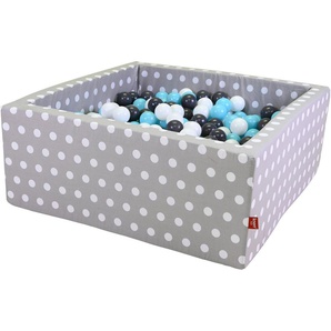 Knorrtoys® Bällebad Soft, Grey White Dots, eckig mit 100 Bällen creme/Grey/lightBlue, Made in Europe