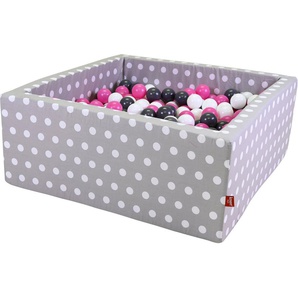 Knorrtoys® Bällebad Soft, Grey White Dots, eckig mit 100 Bällen creme/Grey/rose, Made in Europe