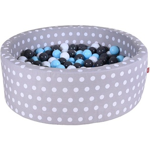 Knorrtoys® Bällebad Soft, Grey White Dots, mit 300 Bälle creme/Grey/lightBlue, Made in Europe