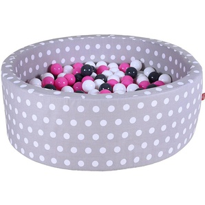 Knorrtoys® Bällebad Soft, Grey White Dots, mit 300 Bällen creme/Grey/rose, Made in Europe