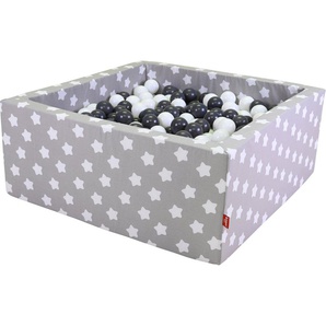 Knorrtoys® Bällebad Soft, Grey White Stars, eckig mit 100 Bällen Grey/creme, Made in Europe