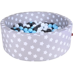 Knorrtoys® Bällebad Soft, Grey White Stars, mit 300 Bälle creme/Grey/lightBlue, Made in Europe