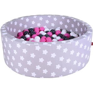 Knorrtoys® Bällebad Soft, Grey White Stars, mit 300 Bällen creme/Grey/rose, Made in Europe