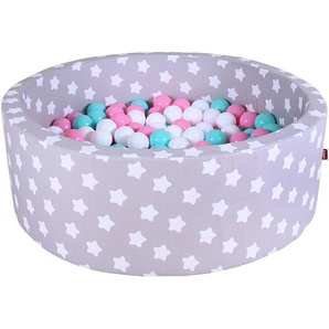 Knorrtoys® Bällebad Soft, Grey White Stars, mit 300 Bällen rose/creme/lightBlue, Made in Germany