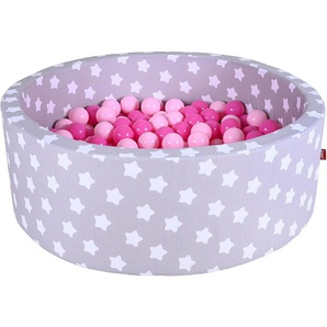 Knorrtoys® Bällebad Soft, Grey White Stars, mit 300 Bällen soft pink, Made in Europe