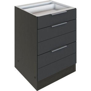 KOCHSTATION Auszugsunterschrank KS-Luhe 60 cm breit, hochwertige MDF-Fronten mit waagerechter Lisene