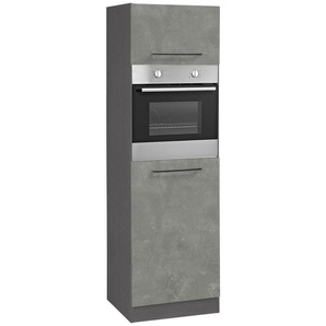 KOCHSTATION Backofenumbauschrank KS-Tulsa 60 cm breit, 200 cm hoch, für Einbaubackofen, schwarze Metallgriffe