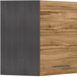 KOCHSTATION Eckhängeschrank KS-Tulsa 60 cm breit, 1 Tür, schwarzer Metallgriff, hochwertige MDF Front