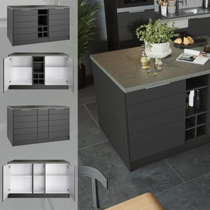 KOCHSTATION Kücheninsel KS-Luhe, Breite 153 cm, mit Flaschenregal, MDF-Fronten, Arbeitsplatte 38mm stark