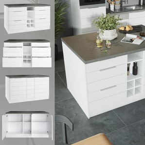 KOCHSTATION Kücheninsel KS-Luhe, Breite 153 cm, mit Flaschenregal, MDF-Fronten, Arbeitsplatte 38mm stark