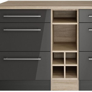 KOCHSTATION Kücheninsel KS-Wien, Breite 153 cm, MDF-Fronten, Flaschenregal