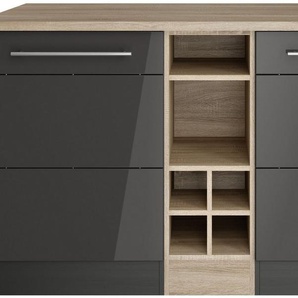 KOCHSTATION Kücheninsel KS-Wien, Breite 153 cm, MDF-Fronten, Flaschenregal